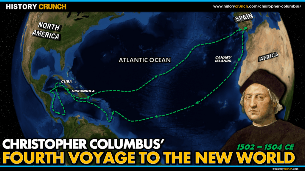 Christopher Columbus Fourth Voyage to the New World Map