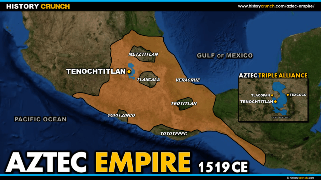Map of the Aztec Empire and Aztec Triple Alliance