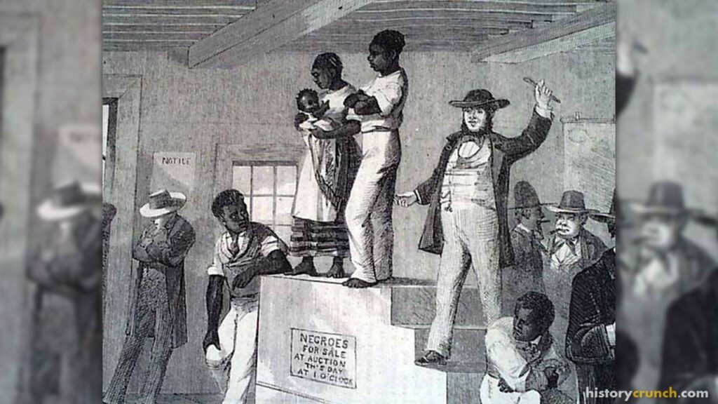 Sale of a slave family in Virginia in 1861.